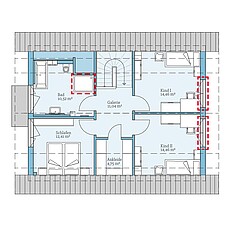 QNG⁺-Line Variant 38-139 – Planungsoption (Dachgeschoss) QNG⁺-Line: Variant 38-139: Grundrissoption 1 DG - Hanse Haus