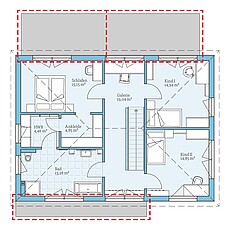 Villa 174 – Planungsoption (OG) Fertighaus Villa 174: Grundrissoption OG