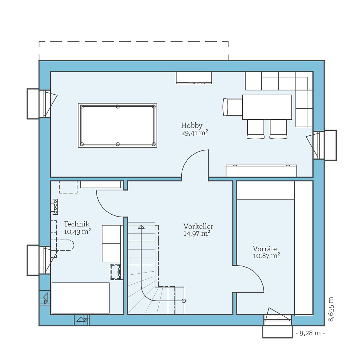 Prefabricated house Variant 45-130: Basement floor plan option