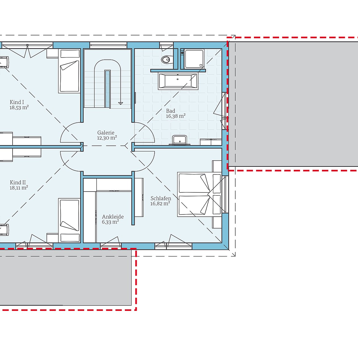 Prefabricated house Villa 177: Floor plan option upper floor