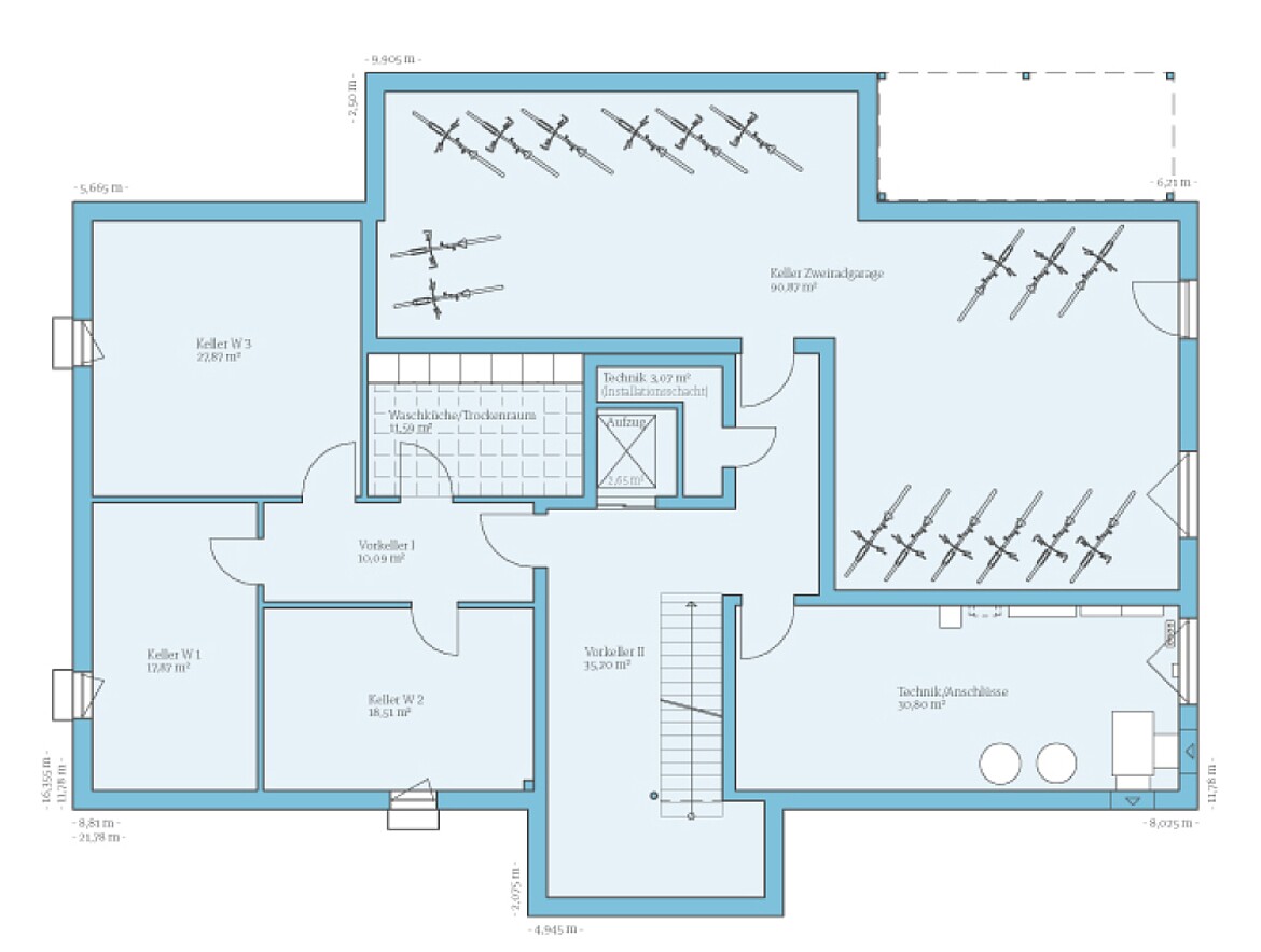 Prefabricated multi-family house 3 residential units: Floor plan KG