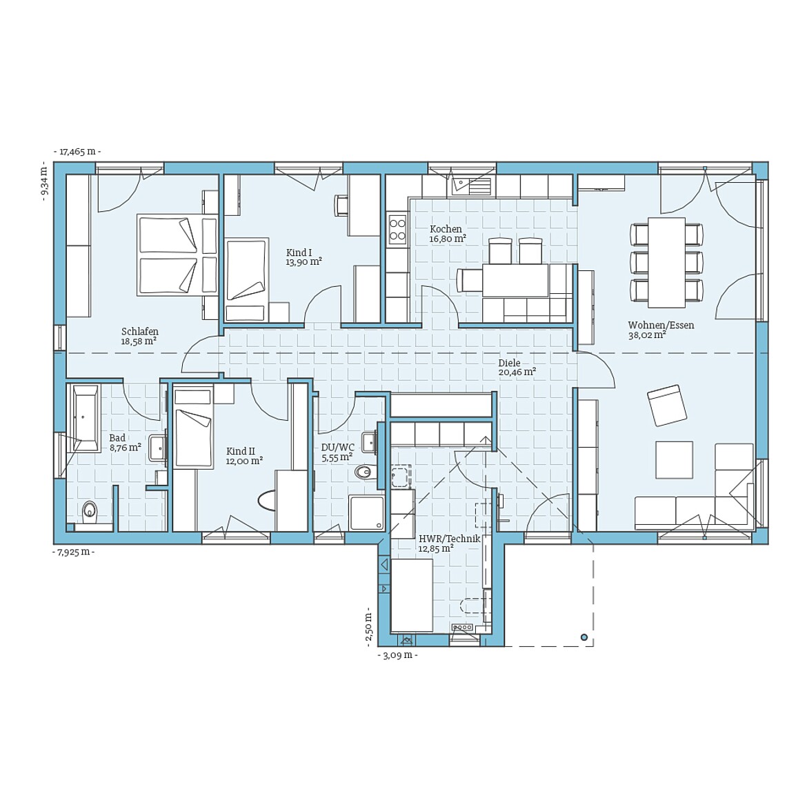 Prefabricated house Bungalow 147: Ground floor plan