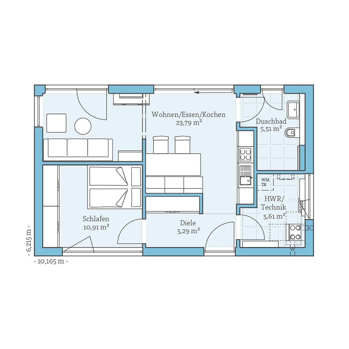 Prefabricated house Tiny House 51: Ground floor plan