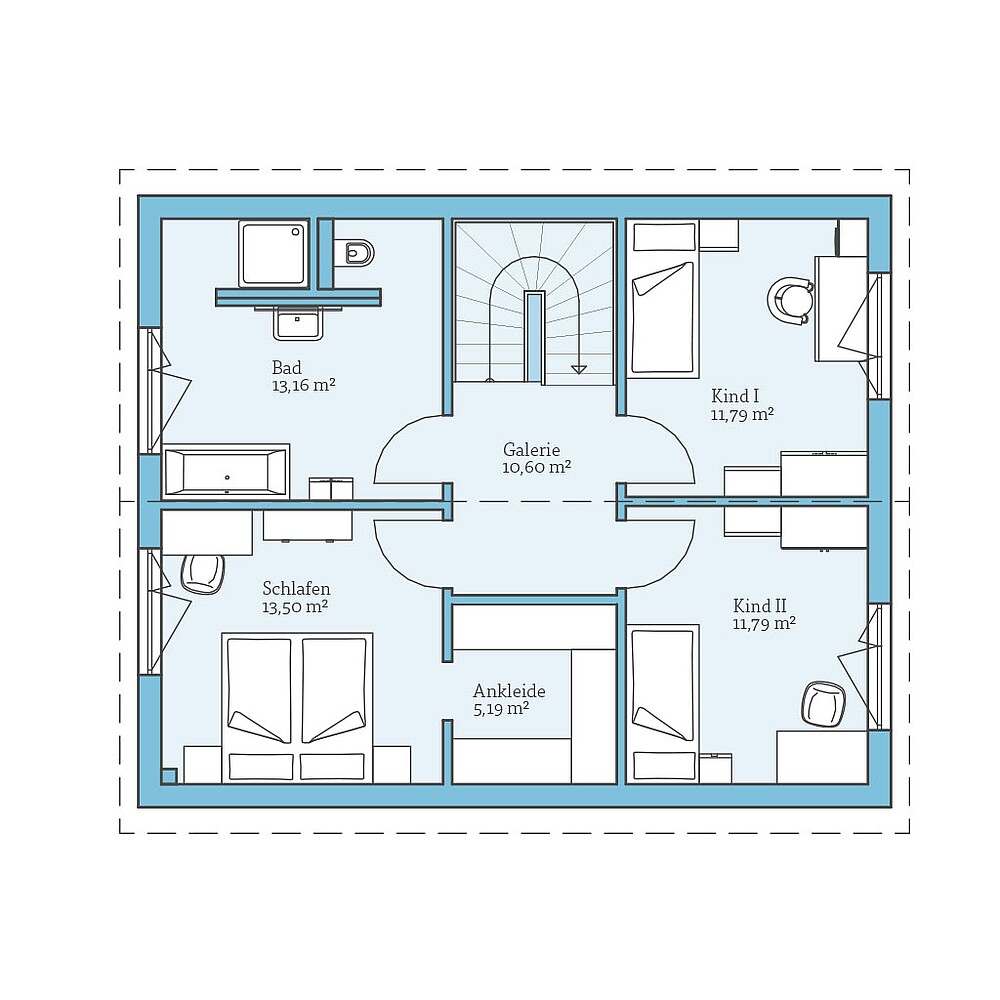 Grundriss (Obergeschoss) QNG⁺-Line: Villa 133: Grundriss OG - Hanse Haus