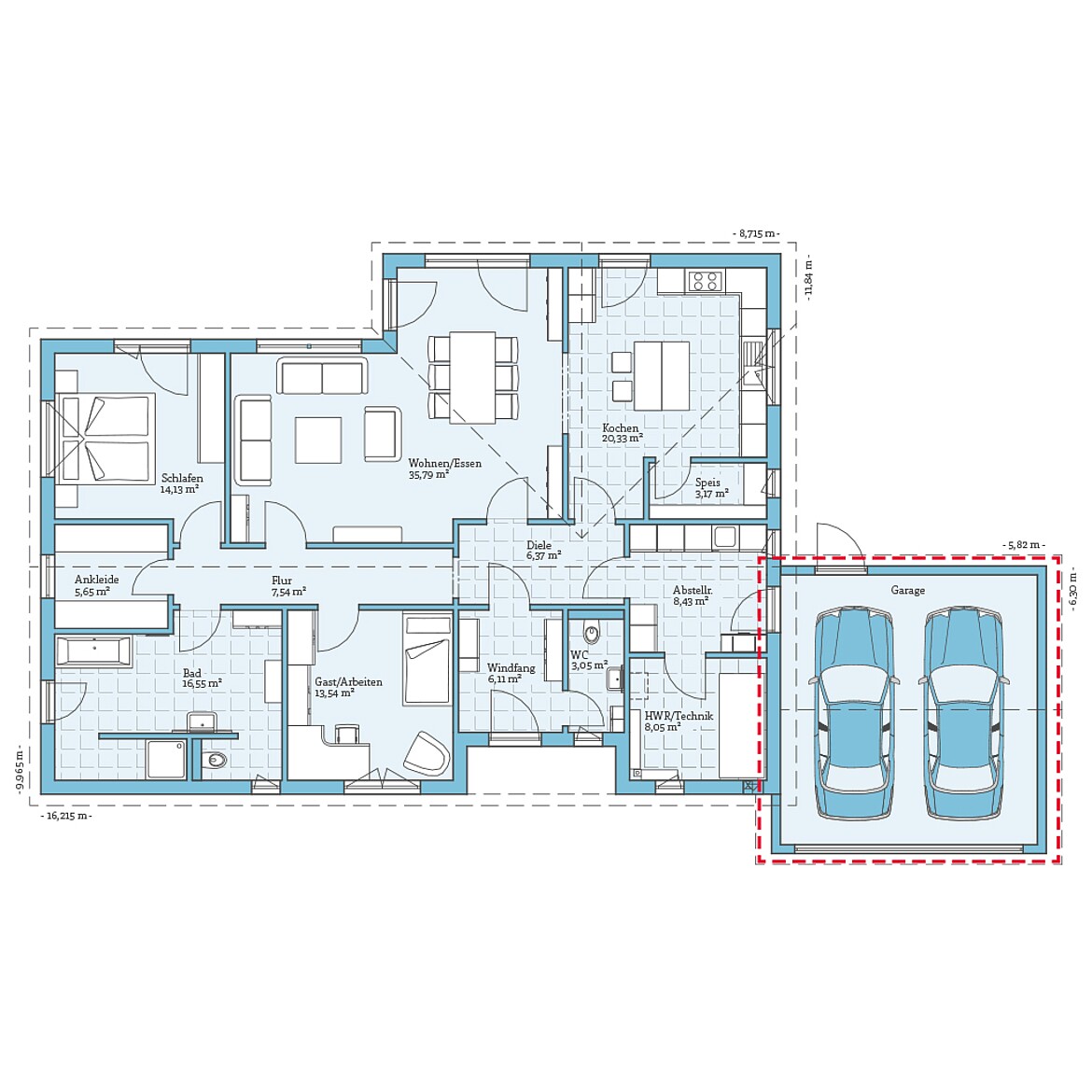 Prefabricated house Bungalow 148: Ground floor plan