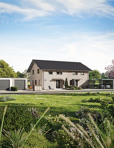 Startseite QNG⁺-Line: Fertighaus Doppelhaus 25-125