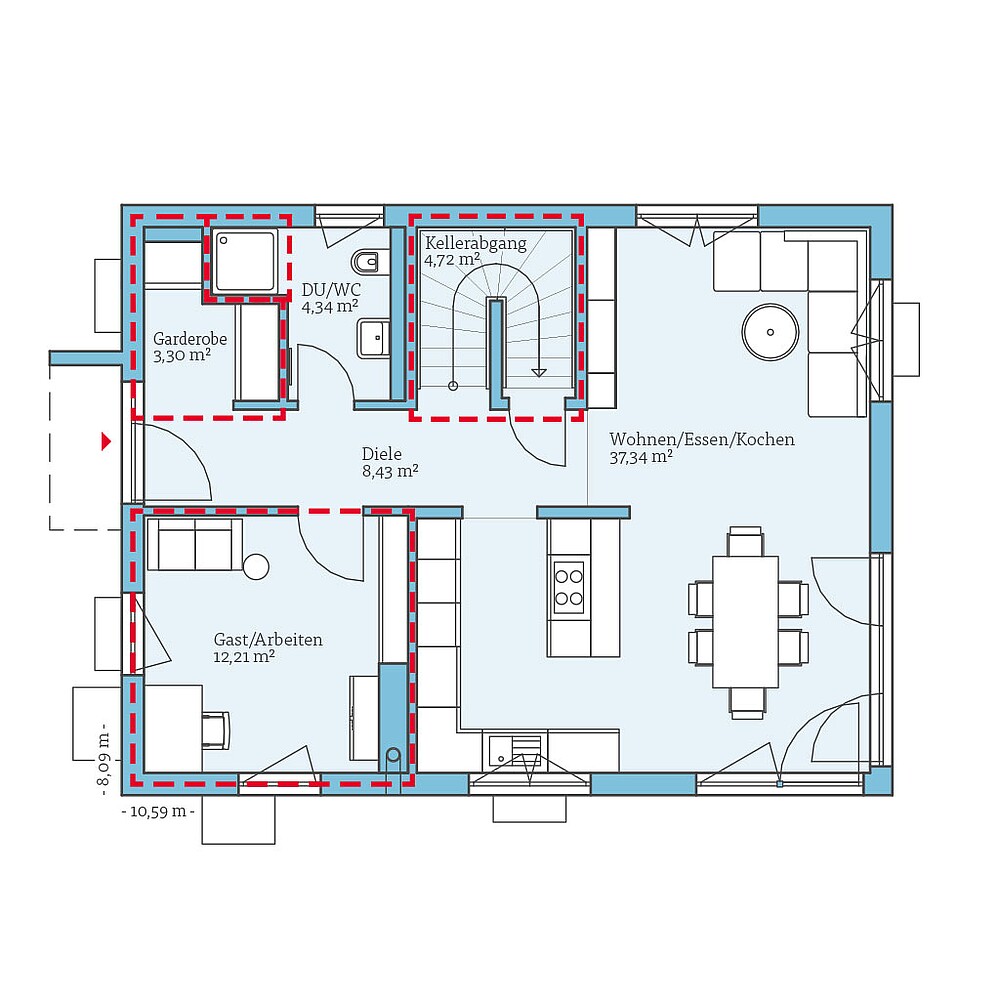 QNG⁺-Line: Variant 30-141: Grundrissoption 2 DG - Hanse Haus