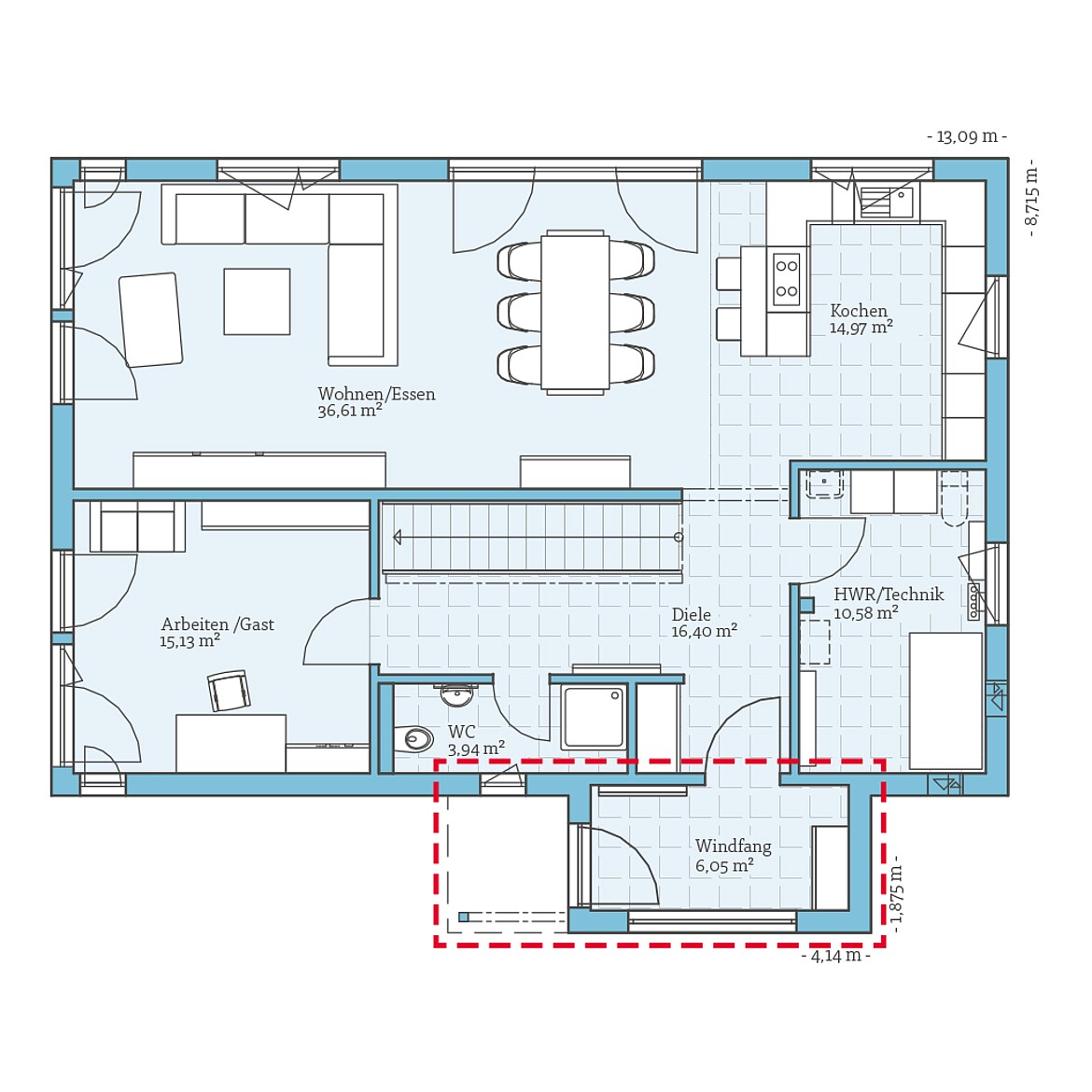 Prefabricated house Variant 25-192: Ground floor plan option