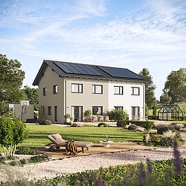 QNG⁺-Line: Fertighaus Doppelhaus 125