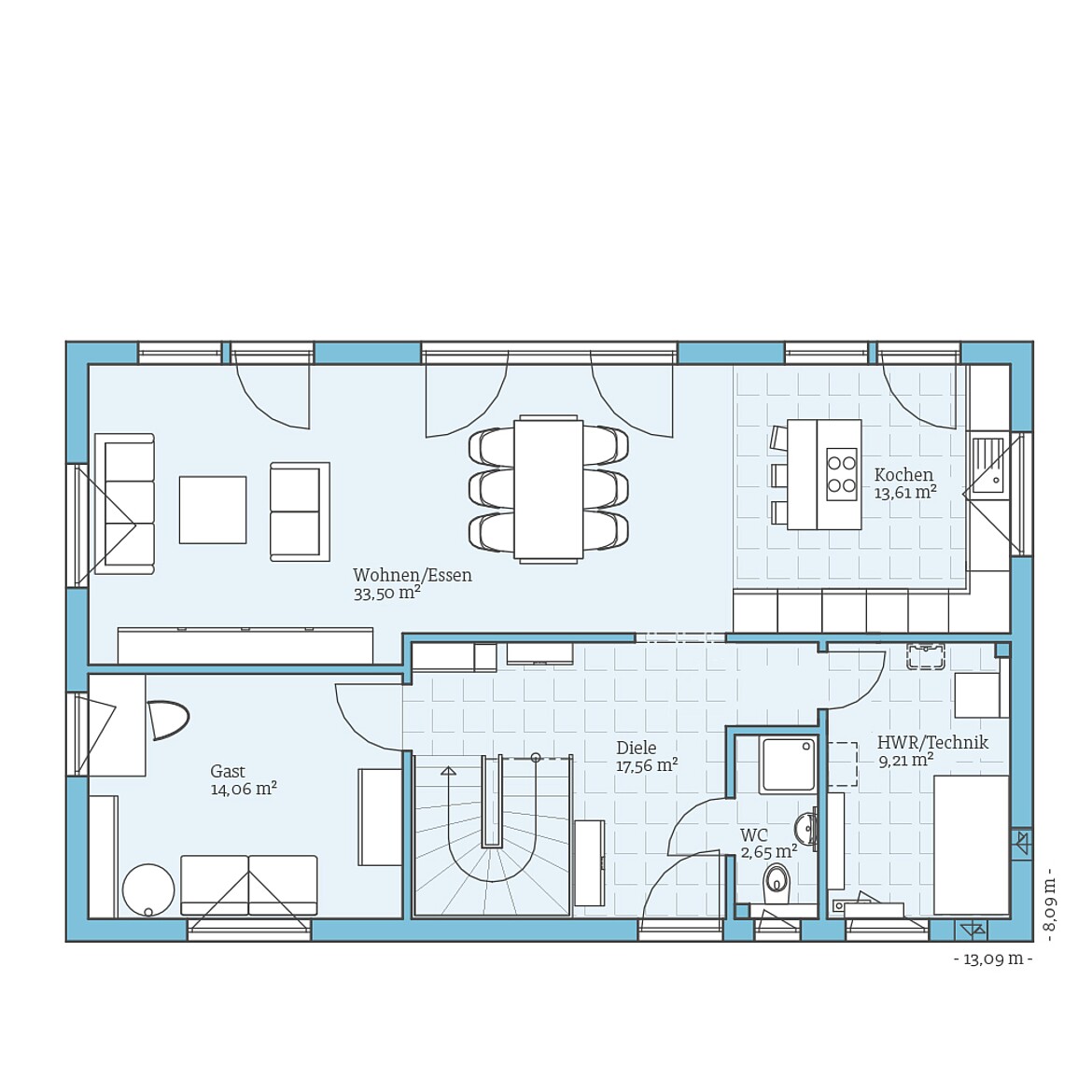 Prefabricated house Vita 180: Ground floor plan