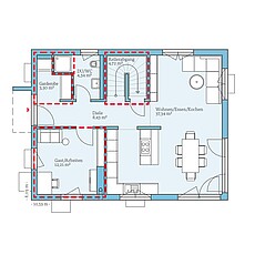 QNG⁺-Line Variant 38-139 – Planungsoption (Erdgeschoss bei Keller) QNG⁺-Line: Variant 38-139: Grundrissoption 2 EG - Hanse Haus
