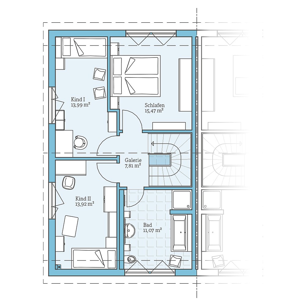 Fertighaus Doppelhaus 25-125: Grundriss DG