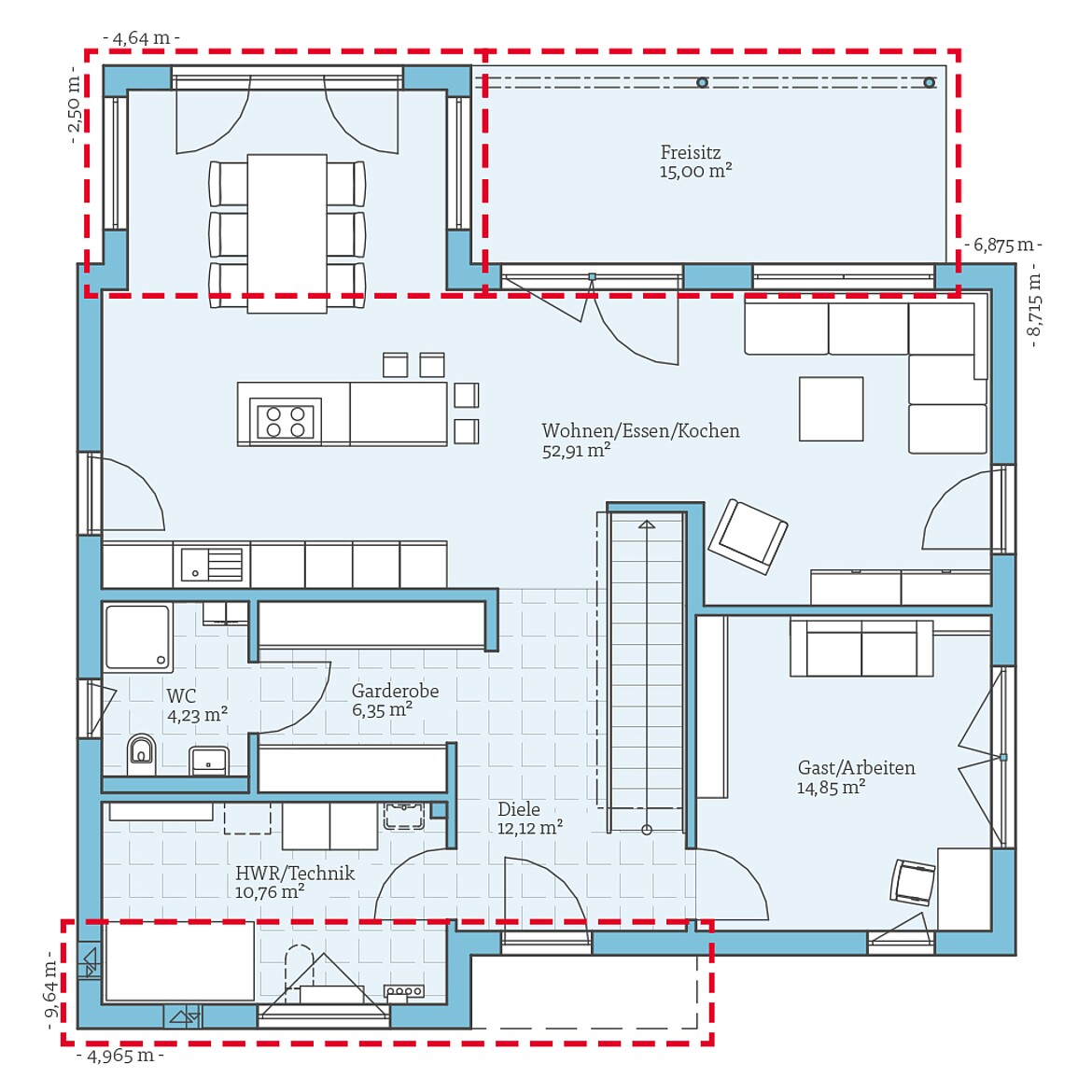 Prefabricated house Villa 174: Ground floor plan option