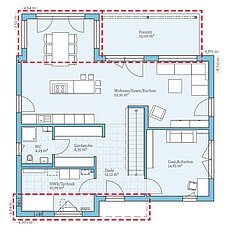Villa 174 – Planungsoption (EG) Fertighaus Villa 174: Grundrissoption EG
