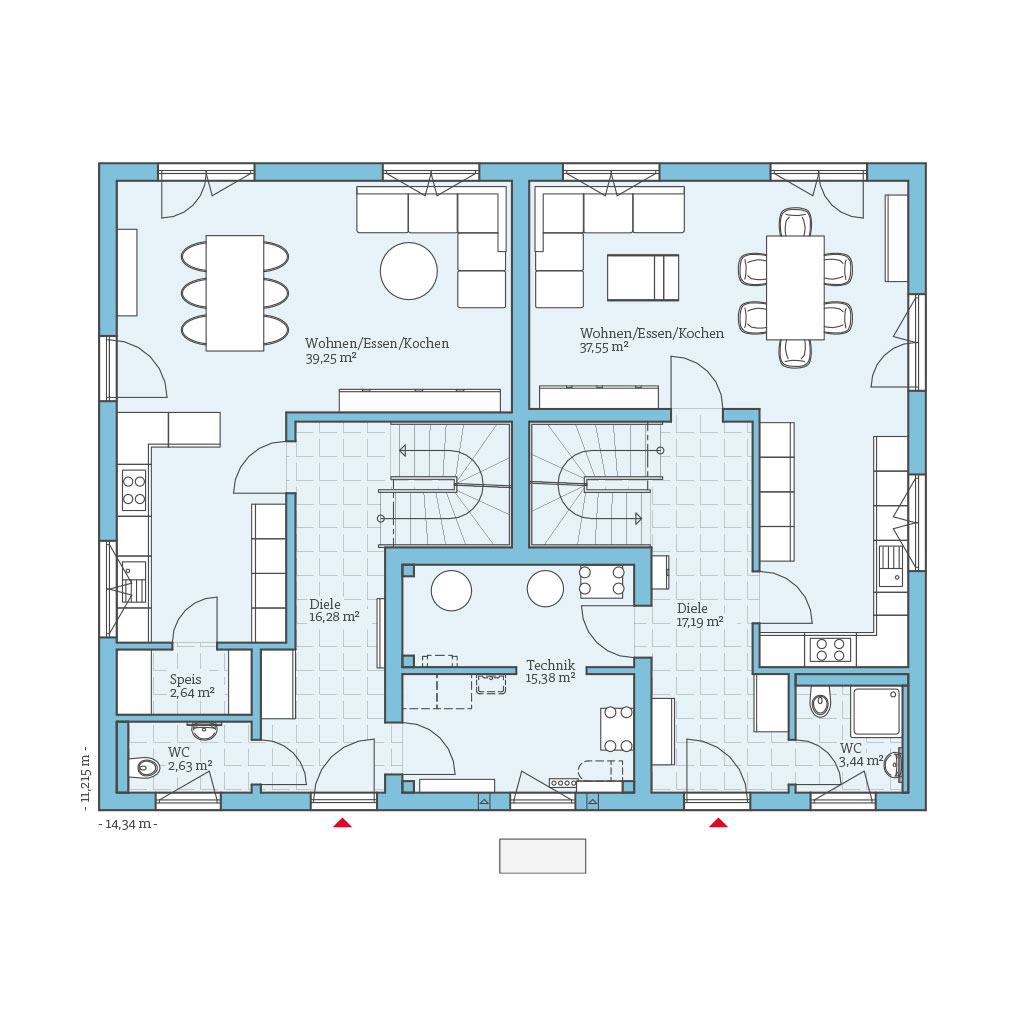 Grundriss (Erdgeschoss) DUO 269: Grundriss EG - Hanse Haus